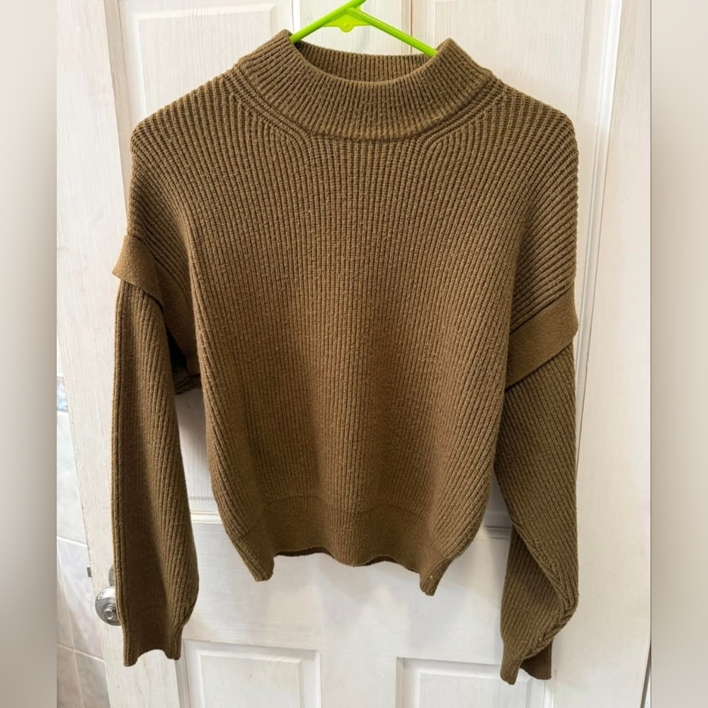 Mango ribbed brown sweater